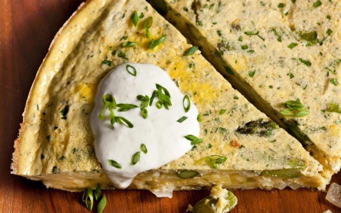 Asparagus Frittata with Horseradish Sour Cream