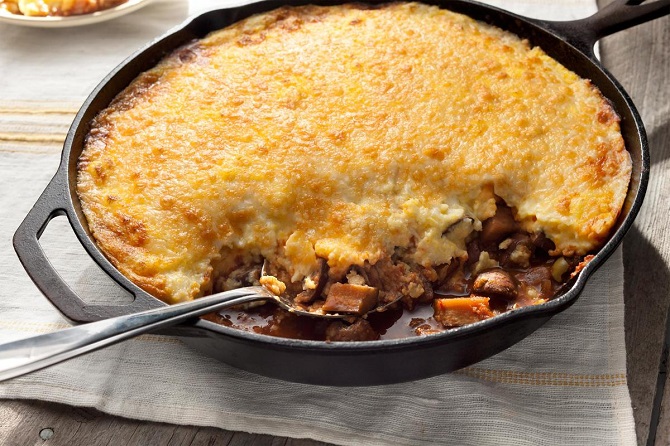 Eggplant and Mushroom Polenta Bake