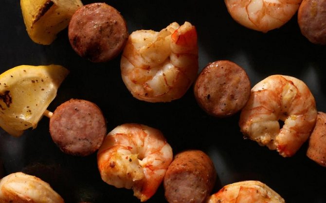 Grilled Shrimp-Boil Skewers