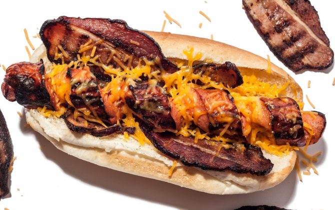 Spiral-Cut Bacon Cheese Dogs