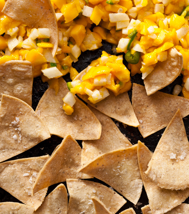 Oven-Baked Tortilla Chips with Mango Salsa