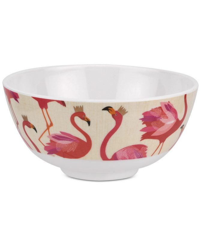flamingo print melamine bowls