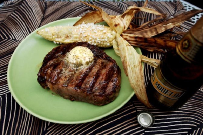 grilled rib eye with chile lime tequila butter