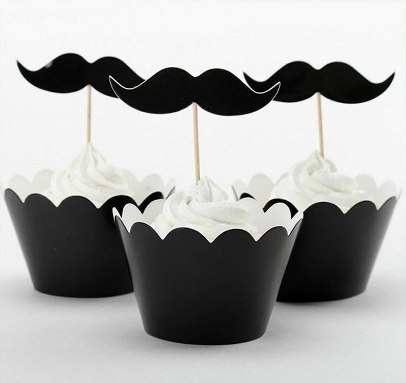 mustache cupcake toppers