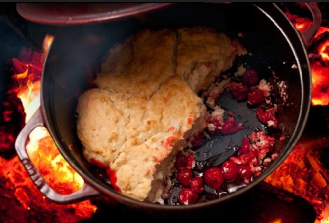 campfire cherry cobbler