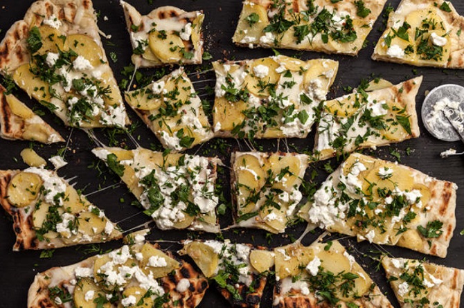 grilled veggie flatbread reicpe with goat cheese
