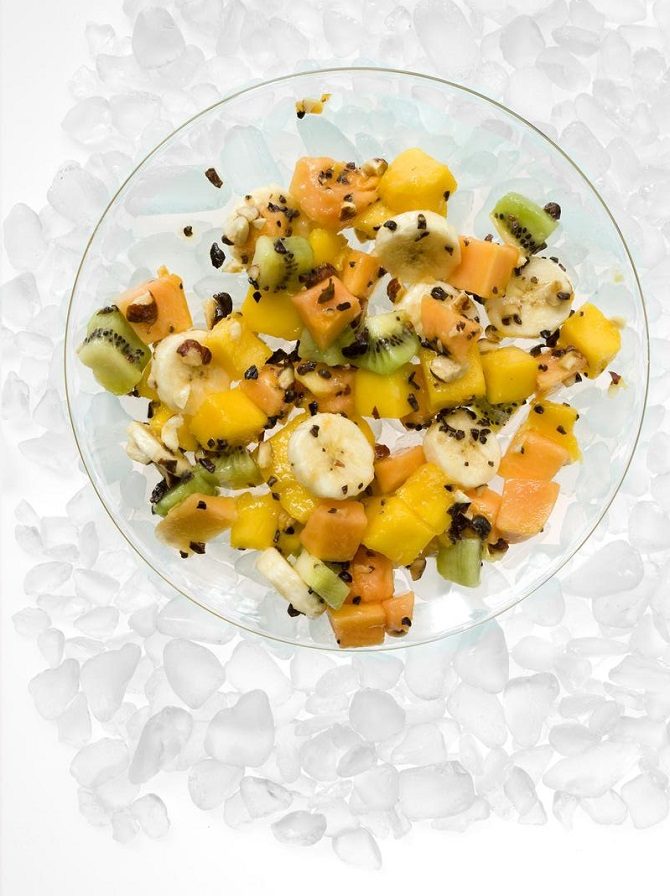 tropical fruit salad recipe with cacao nibs
