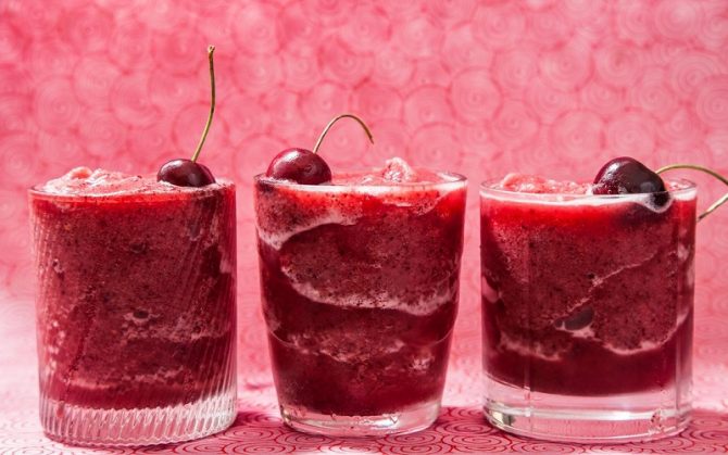 slushy cherry Old Fashioned frozen cocktail