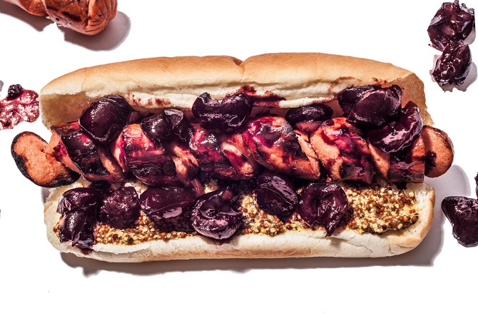 Hot Dogs with Spicy Cherry Relish recipe