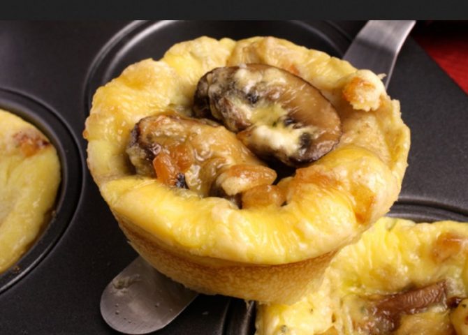 Onion, Mushroom, and Goat Cheese Mini Frittatas