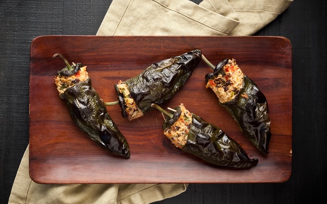 grilled stuffed poblano peppers vegetarian BBQ
