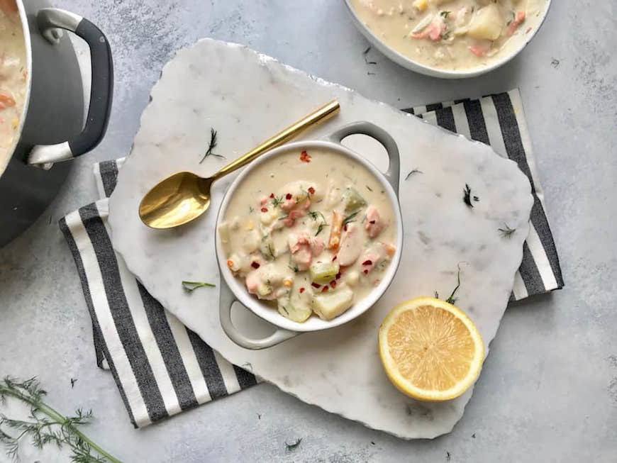 salmon corn chowder