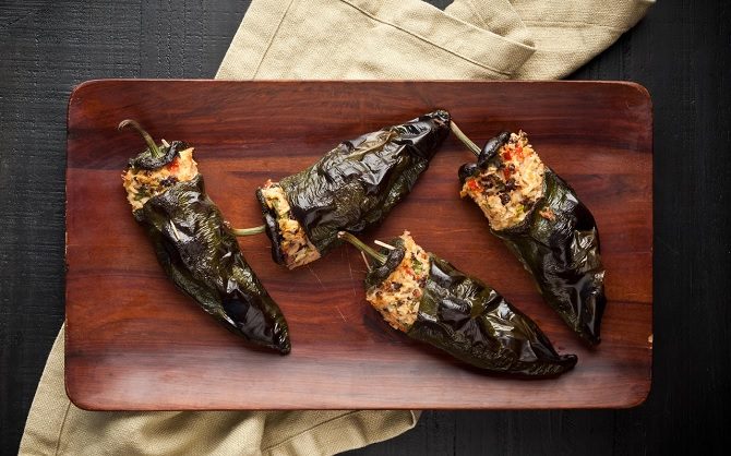 grilled stuffed poblano peppers vegetarian BBQ