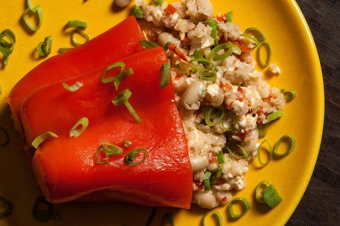 Vegetarian Slow Cooker Stuffed Peppers recipe