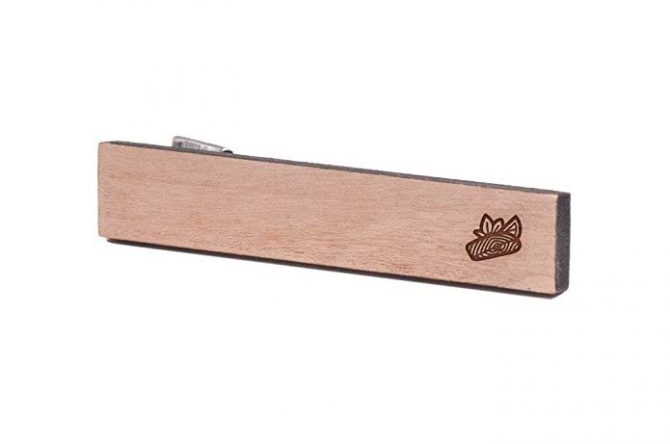 wooden salmon tie clip