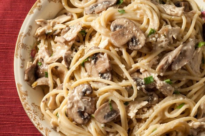 creamy chicken mushroom spaghetti recipe