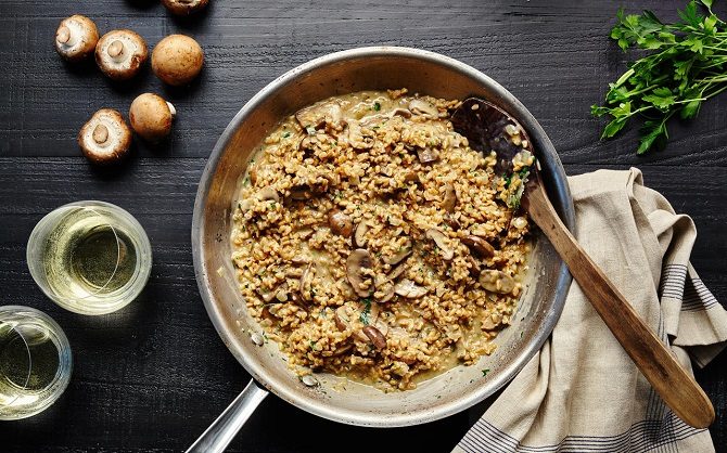 Easy Mushroom Farro Risotto recipe