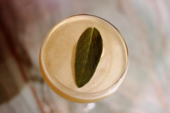 Fresh Sage Cocktail with Gin and Honey