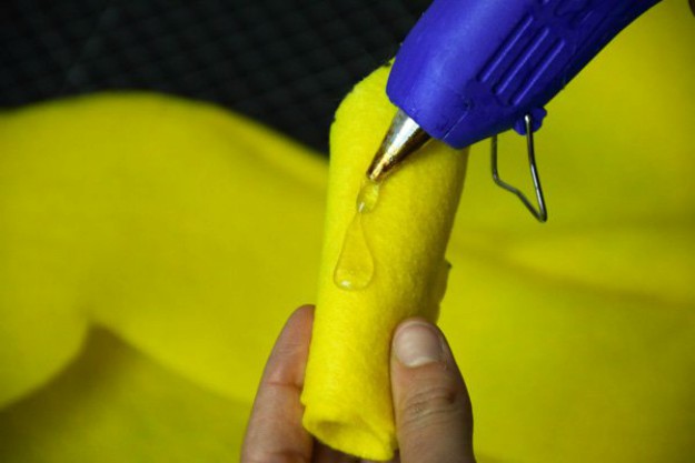 Glue and place rolls into minion costume | How To Make A Minion Costume | DIY Costume Plans 
