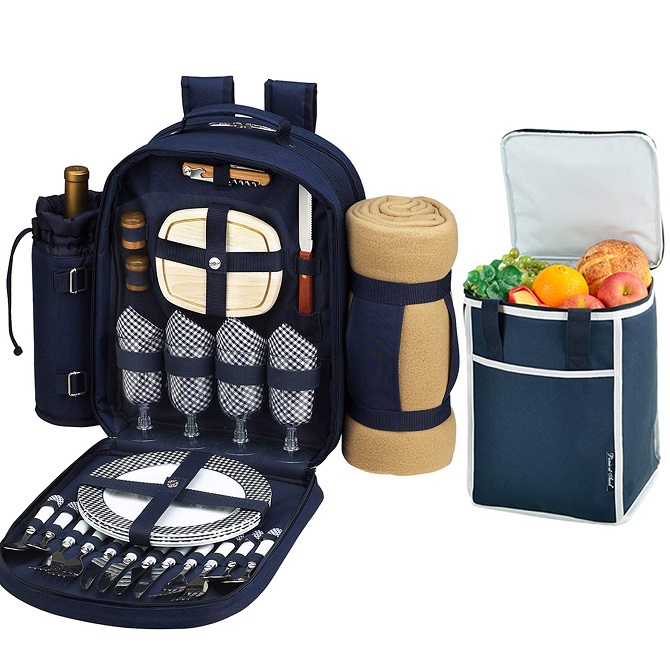 picnic backpack with blanket and cooler