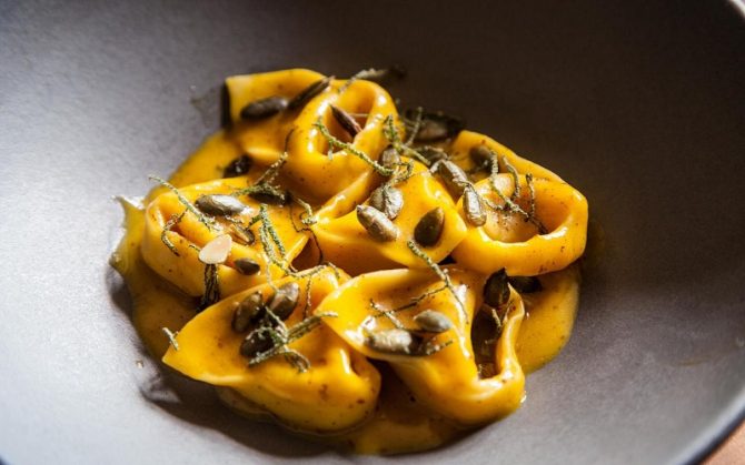 Pumpkin Tortelloni with Sage and Pumpkin Seeds