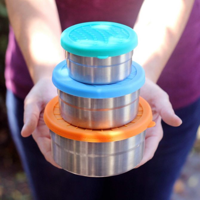 ECOlunchbox Blue Water Bento Stainless Storage Bowls with Silicone Lids