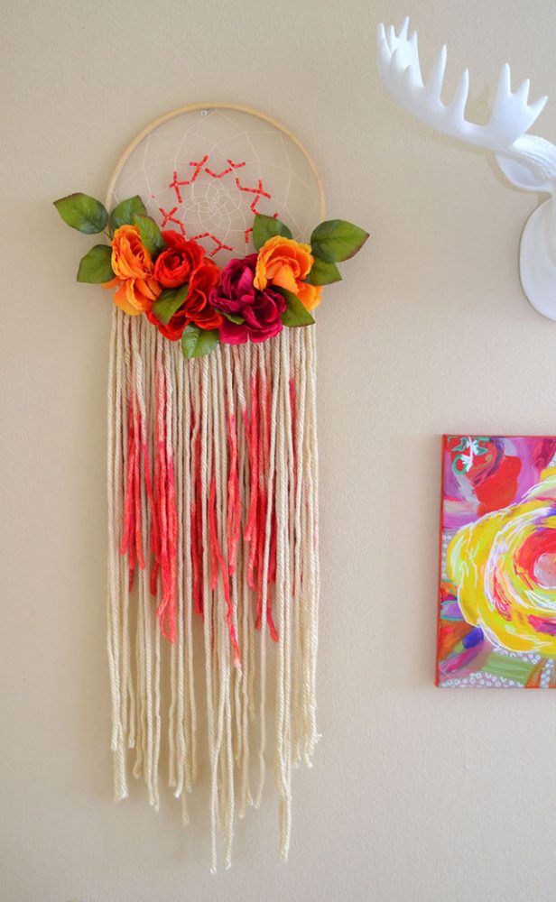 Floral Dreamcatcher | Unique Bohemian Gypsy Dreamcatchers Ideas Perfect For Homemade Gifts
