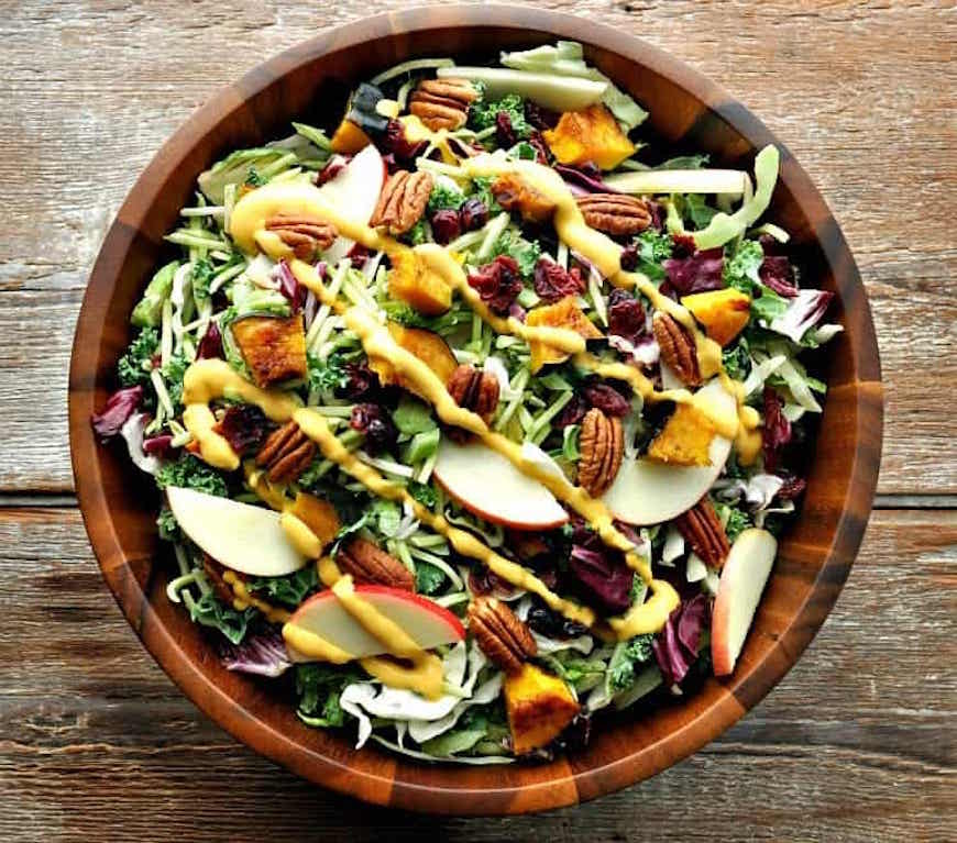 thanksgiving salad with pumpkin puree