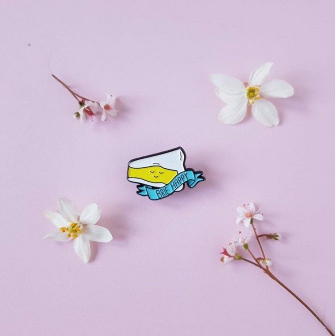 brie happy enamel pin
