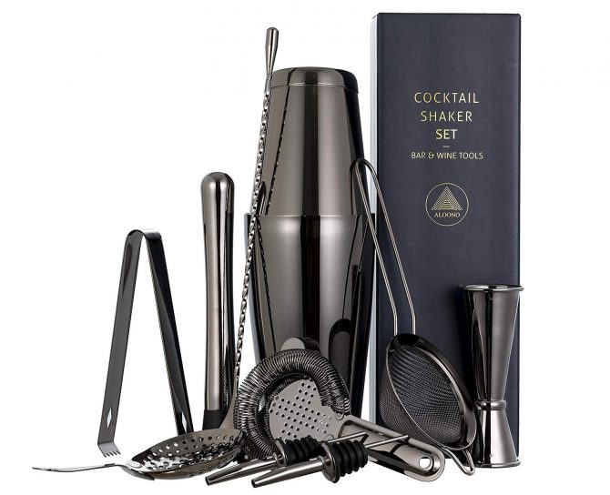 black cocktail shaker set