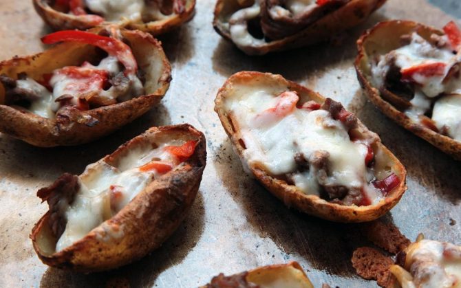 Philly Cheesesteak Potato Skins recipe
