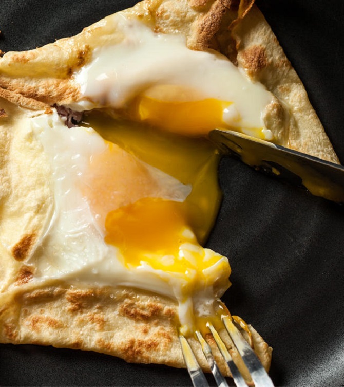 Ham, Cheese, and Egg Crepe recipe