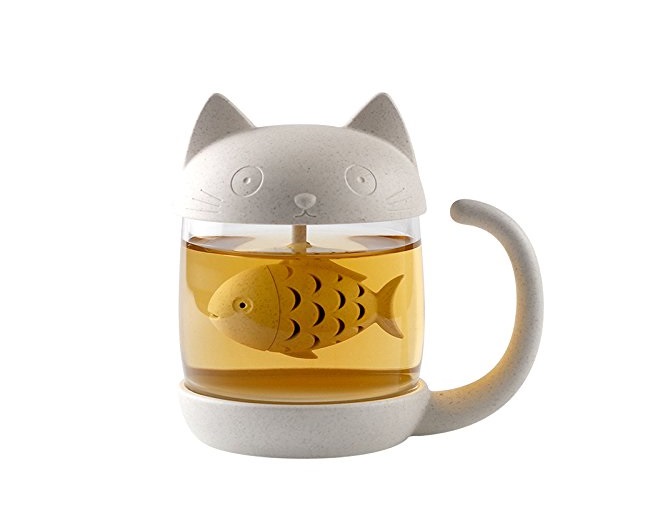 cat tea infuser mug