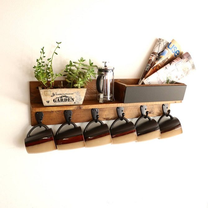 wall mounted coffee mug rack