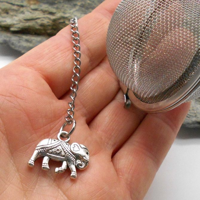 mesh tea ball with elephant charm