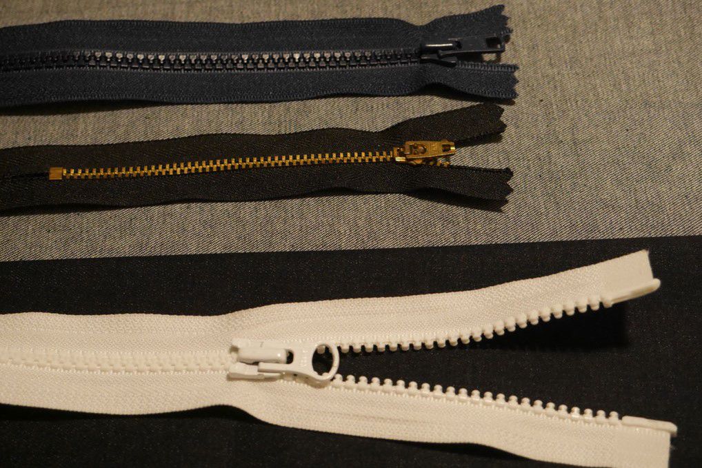 Most jacket zippers have metal or plastic teeth, as seen here.