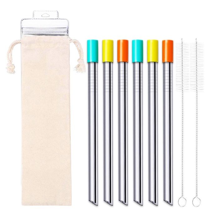 silicone tipped angled metal boba straws