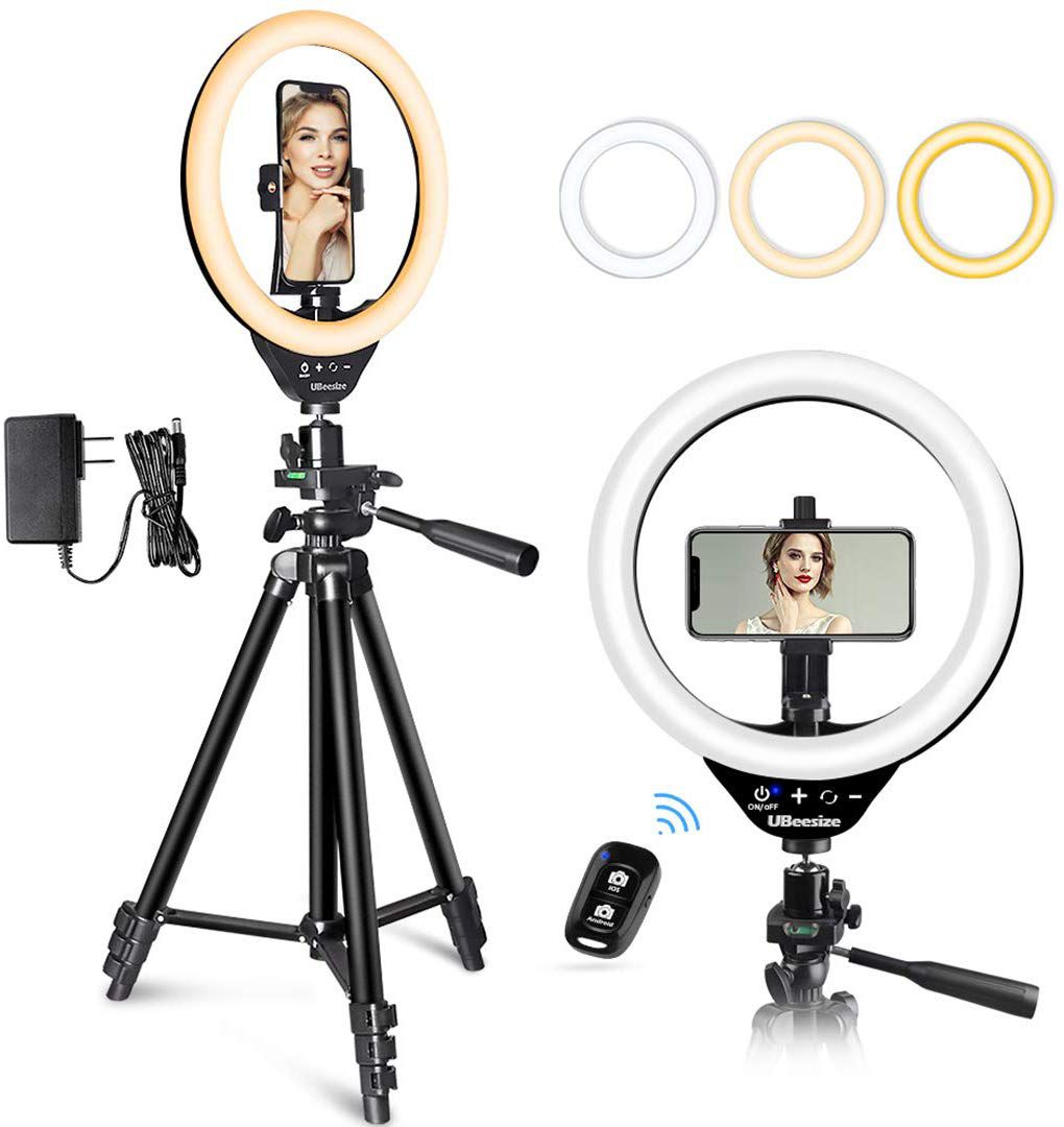 For roughly $40, you can get a larger ringlight that will throw even illumination around your face for a very trendy look right now.