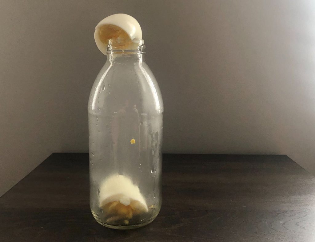 Even if the egg doesn't make it all the way into the bottle, you can still explain what happened.