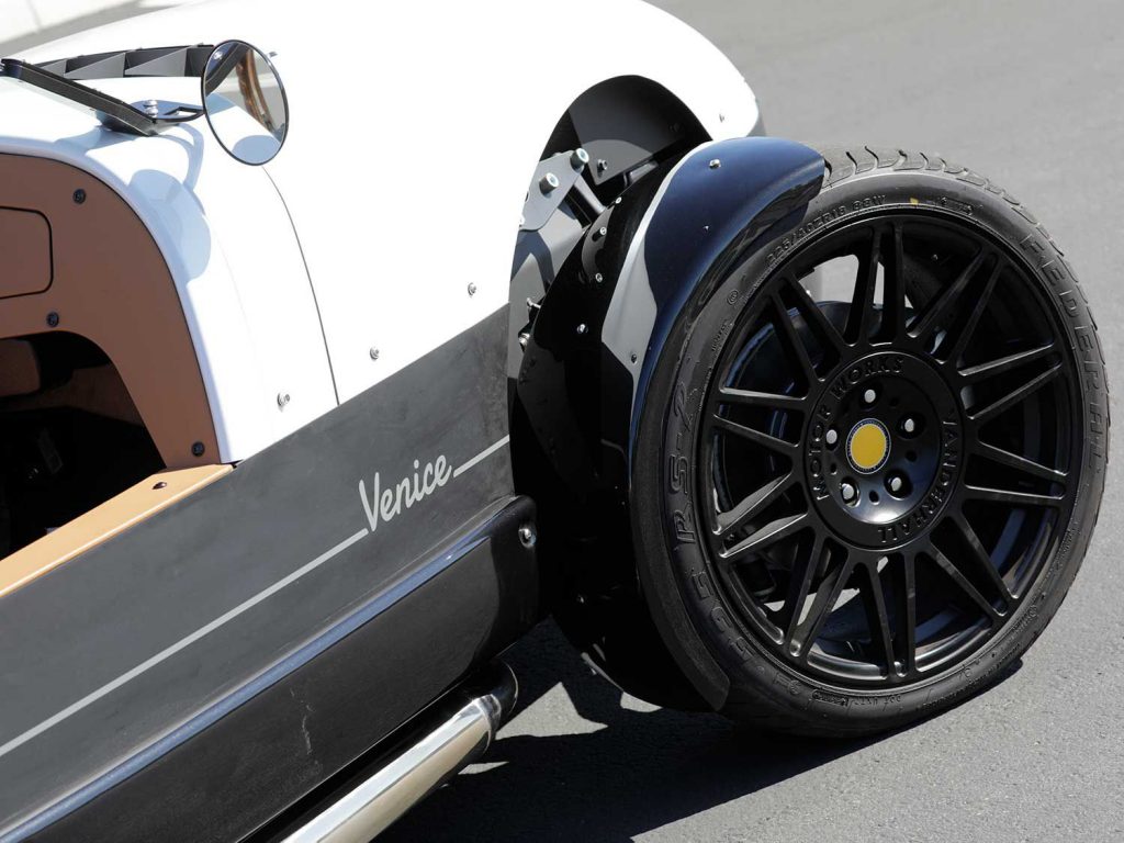 The Venice GT rolls on a set of 18-inch cast alloy wheels. Each wheel hides a single-piston hydraulic disc brake that feels sharp and is very adept at shedding speed.