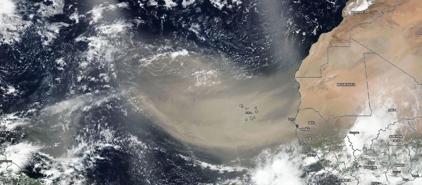 A view of the Sahara dust plume taken on June 18, 2020
