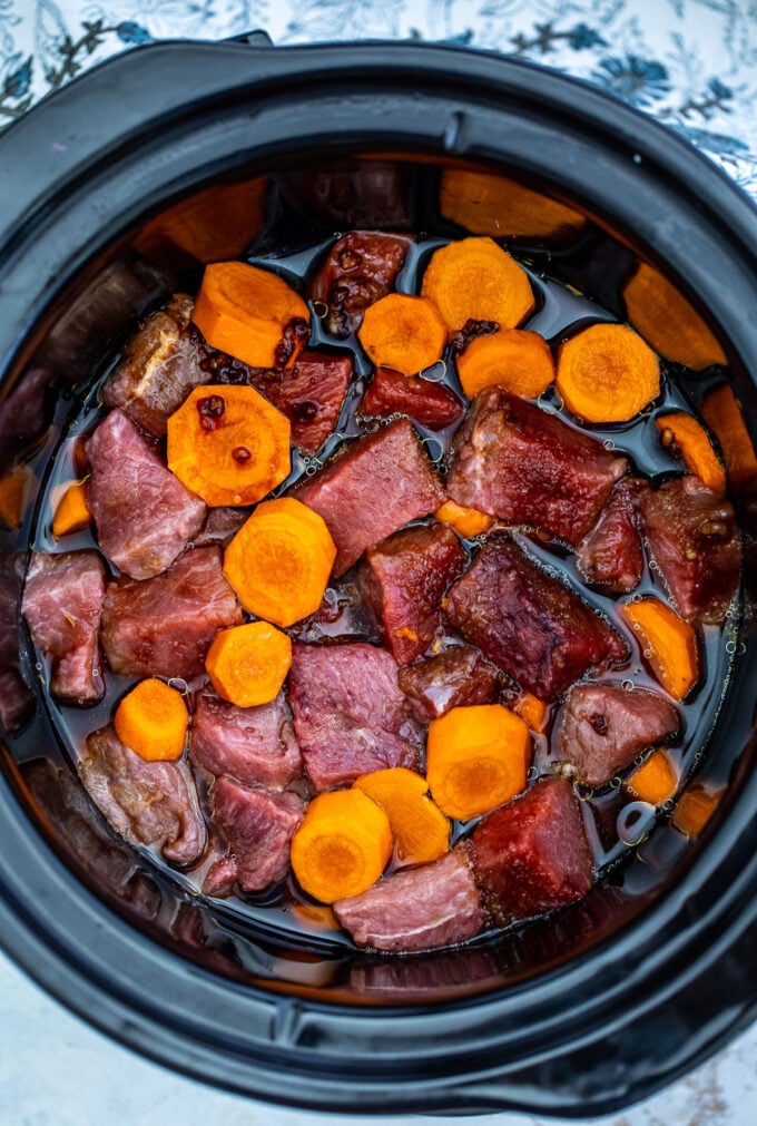Photo of how to make slow cooker beef teriyaki.